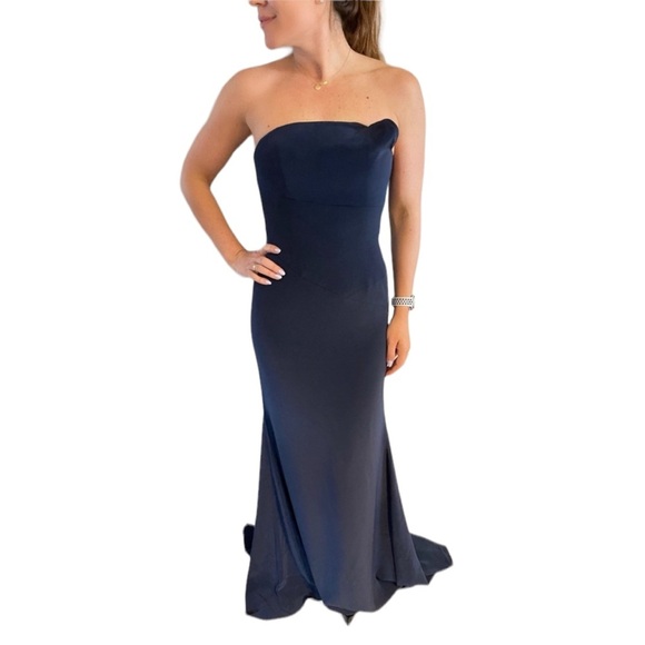 Jovani Navy Strapless Gown - Picture 1 of 6